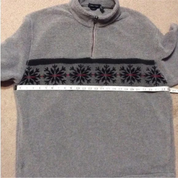 NAUTICAL VINTAGE Mens Sweater Gray PULLOVER with Snowflake Design Size XL - Picture 8 of 12